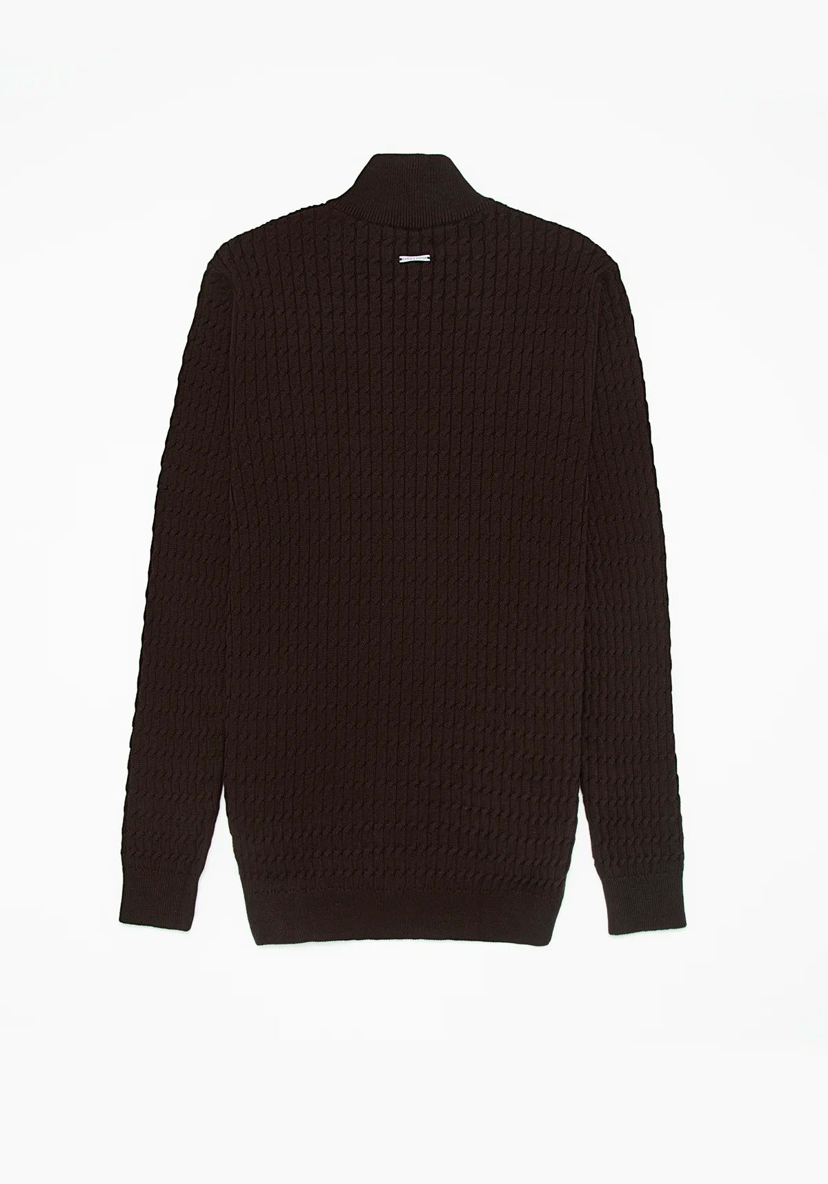 Saco Trenzado Half Zip Algodón Chocolate